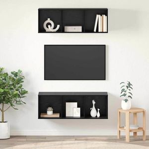 vidaXL Set comodă TV 2 pcs Stejar Negru 37 x 37 x 107 cm Lemn compozit imagine