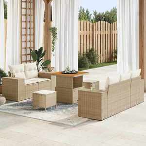 vidaXL Set de canapele pentru grădină 8 pcs Bej și crem Poli Rattan imagine