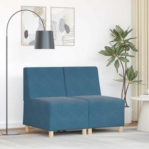 vidaXL Unitate Sofa Modulară Fără Brațe 2 pcs albastru 55 x 74 x 82 cm imagine