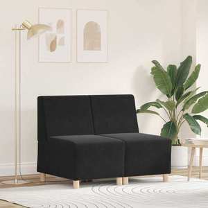 vidaXL Unitate Sofa Modulară Fără Brațe 2 pcs Negru 55 x 74 x 82 cm imagine