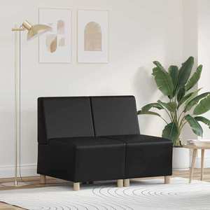 vidaXL Unitate Sofa Modulară Fără Brațe 2 pcs Negru 55 x 74 x 82 cm imagine