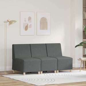 vidaXL Unitate Sofa Modulară Fără Brațe 3 pcs Gri închis imagine