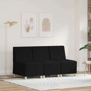 vidaXL Unitate Sofa Modulară Fără Brațe 3 pcs Negru 55 x 74 x 82 cm imagine