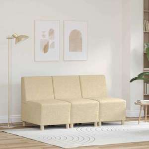 vidaXL Unitate Sofa Modulară Fără Brațe 3 pcs Crem 55 x 74 x 82 cm imagine