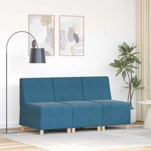vidaXL Unitate Sofa Modulară Fără Brațe 3 pcs albastru 55 x 74 x 82 cm imagine