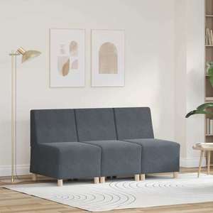 vidaXL Unitate Sofa Modulară Fără Brațe 3 pcs Gri închis imagine