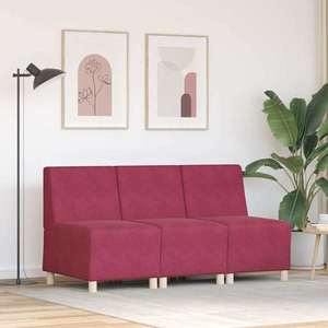 vidaXL Unitate Sofa Modulară Fără Brațe 3 pcs Roșu Vin 55 x 74 x 82 cm imagine