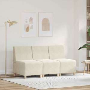 vidaXL Unitate Sofa Modulară Fără Brațe 3 pcs Crem 55 x 74 x 82 cm imagine
