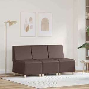 vidaXL Unitate Sofa Modulară Fără Brațe 3 pcs Maro 55 x 74 x 82 cm imagine