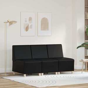 vidaXL Unitate Sofa Modulară Fără Brațe 3 pcs Negru 55 x 74 x 82 cm imagine