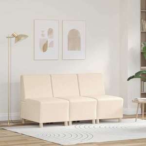 vidaXL Unitate Sofa Modulară Fără Brațe 3 pcs Crem 55 x 74 x 82 cm imagine