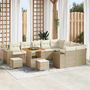 vidaXL Set de canapele pentru grădină cu pernă 12 pcs Bej și crem imagine