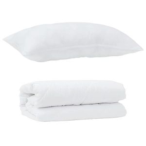 vidaXL Set de Pături cu pernă 2 pcs Alb Microfibră imagine