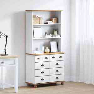 vidaXL Hutch cu sertar ASKIM Alb 91 x 40 x 184 cm Lemn masiv de pin imagine