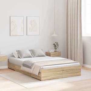 vidaXL Cadru de pat cu depozitare cu sertar Stejar Sonoma 120 x 200 cm imagine