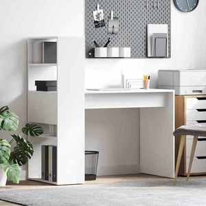 vidaXL Birou cu raft cu depozitare Alb 113 x 54 x 120 cm Lemn compozit imagine