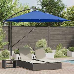 vidaXL Parasol banana cu brațe albastru azur 294 x 294 x 248 cm imagine