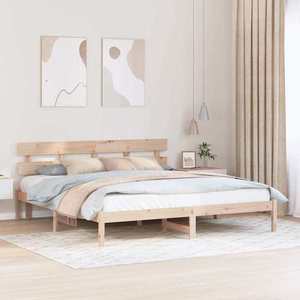 vidaXL Cadru de pat cu headboard Maro 180 x 200 cm Lemn masiv de pin imagine