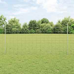 vidaXL Îngrădire cu stâlpi Argintiu 1.2 x 25 m Oțel imagine