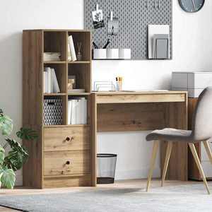 vidaXL Birou cu spațiu de depozitare cu sertar 2 pcs stejar artizanal imagine