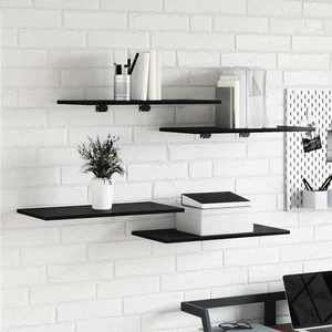 vidaXL Raft pentru cărți 4 pcs Negru 60 x 30 x 1.5 cm Lemn compozit imagine