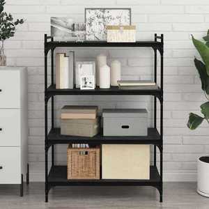 vidaXL Raft pentru cărți 4 pcs Negru 80 x 40 x 1.5 cm Lemn compozit imagine