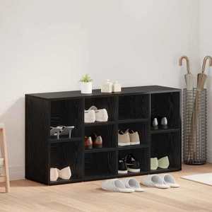 vidaXL Bancă pentru pantofi cu raft Stejar negru 103 x 30 x 54.5 cm imagine