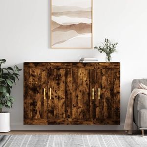 vidaXL Dulapuri de perete, 2 buc., stejar afumat, lemn prelucrat imagine