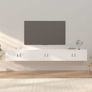 vidaXL Dulapuri TV montate pe perete, 3 buc., alb, 100x34, 5x40 cm imagine