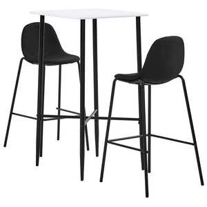 vidaXL Set mobilier de bar, 3 piese, negru, material textil imagine