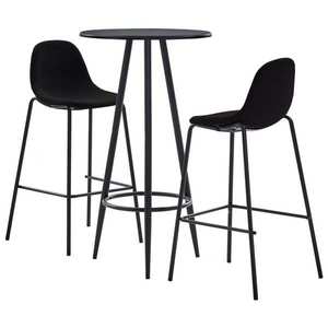 vidaXL Set mobilier de bar, 3 piese, negru, material textil imagine