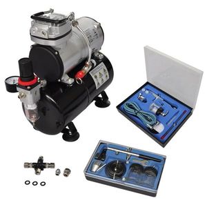 Airbrush Set compresor aerograf cu 2 pistoale imagine