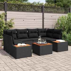 vidaXL Set de canapele pentru grădină cu pernă 7 pcs Negru Rattan poli imagine