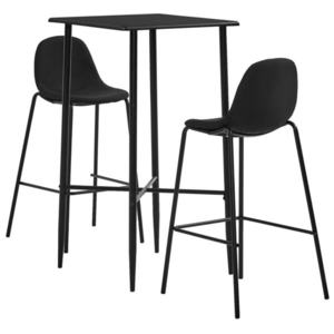 vidaXL Set mobilier de bar, 3 piese, negru, material textil imagine