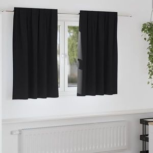 vidaXL Perdele Opaque cu Inel 2 pcs Negru 140 x 140 cm Poliester imagine