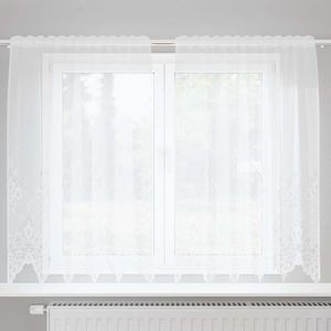 vidaXL Cortină din Dantelă cu perdele Alb 180 x 150 cm Poliester imagine