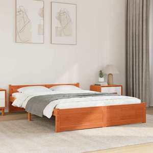 vidaXL Cadru de pat cu headboard Maroniu cerat 205.5 x 95.5 x 51 cm imagine