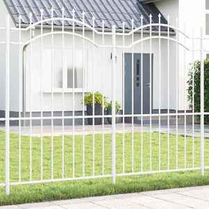 vidaXL Gard de Grădină Alb 215 cm Oțel vopsit în pulbere imagine