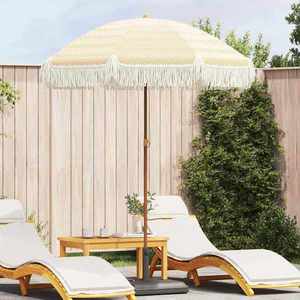 vidaXL Umbrelă de soare Galben și alb Ø 160 x 195 cm Oțel imagine