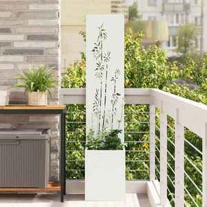 vidaXL Ecran de intimitate pentru grădină Floral Alb 32 x 140 cm imagine