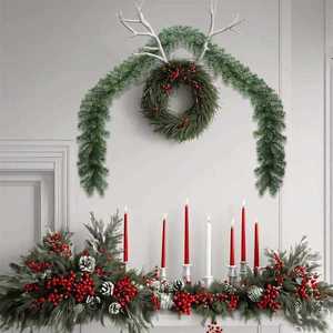 vidaXL Ghirlandă de Crăciun 2 pcs Verde 20 m PVC imagine