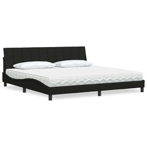vidaXL Pat cu saltea, Hanko, negru, 200x200 cm, textil imagine