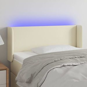 vidaXL Tăblie de pat cu LED, crem, 83x16x78/88 cm, piele ecologică imagine