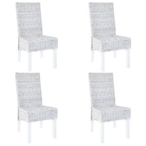vidaXL Scaune de bucătărie, 4 buc., alb, ratan Kubu & mango imagine
