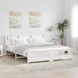 vidaXL Cadru de pat cu headboard Alb 180 x 200 cm Lemn compozit imagine