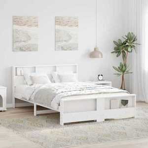 vidaXL Cadru de pat cu headboard Alb 140 x 200 cm Lemn compozit imagine