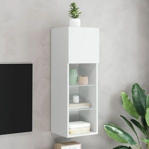 vidaXL Comodă TV cu lumini LED, alb, 30, 5x30x90 cm imagine