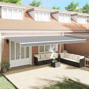 vidaXL Copertină Manual Alb 6 x 3 m Metal imagine