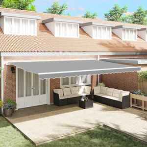 vidaXL Copertină Manual Alb 6 x 3 m Metal imagine