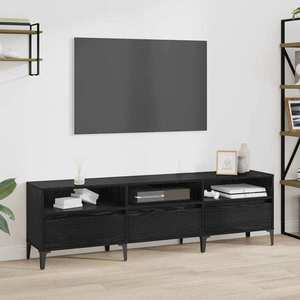 vidaXL Cabinet TV cu sertar Stejar Negru 150 x 30 x 45 cm imagine